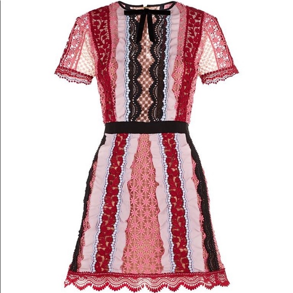 Self-Portrait Dresses & Skirts - Self Portrait Bellis pink panel lace dress